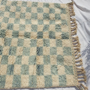 Checkered Rug Beni Ouarain Moroccan Blue Carpet | 7'8x5' Ft | 2,37x1,54 m | DAMA | 100% wool handmade - OunizZ