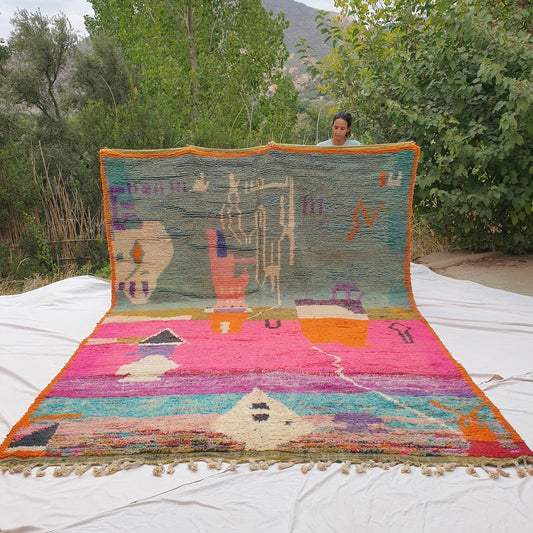 Chinda | MOROCCAN RUG BOUJAD | Moroccan Berber Rug | Colorful Rug Moroccan Carpet | Authentic Handmade Berber Living room Rugs | 13x9'32 Ft | 397x284 cm - OunizZ