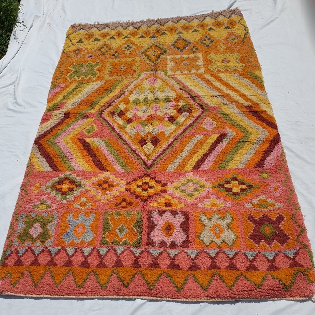 CHNAFA | 8'5x5'5 Ft | 2,5x1,5 m | Moroccan Colorful Rug | 100% wool handmade - OunizZ