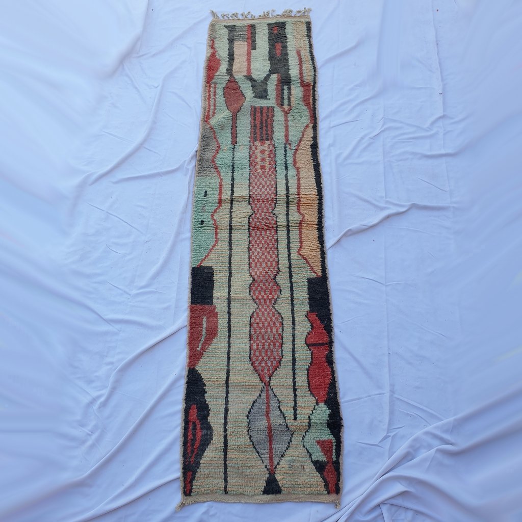 CRITA Runner | 11x2'7 Ft | 3,37x0,81 m | Moroccan Colorful Rug | 100% wool handmade - OunizZ