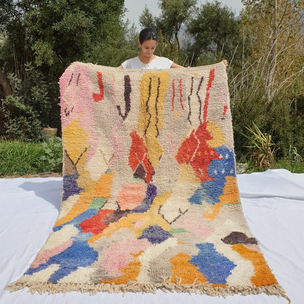 Customized AGGOUN | 2,5x1,5 m | Moroccan Colorful Rug | 100% wool handmade - OunizZ