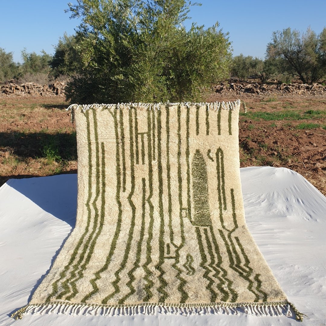 Customized Ballarj | Moroccan Rug Beni Ourain | 9'88x6'79 Ft | 301x207 cm | 100% wool handmade - OunizZ