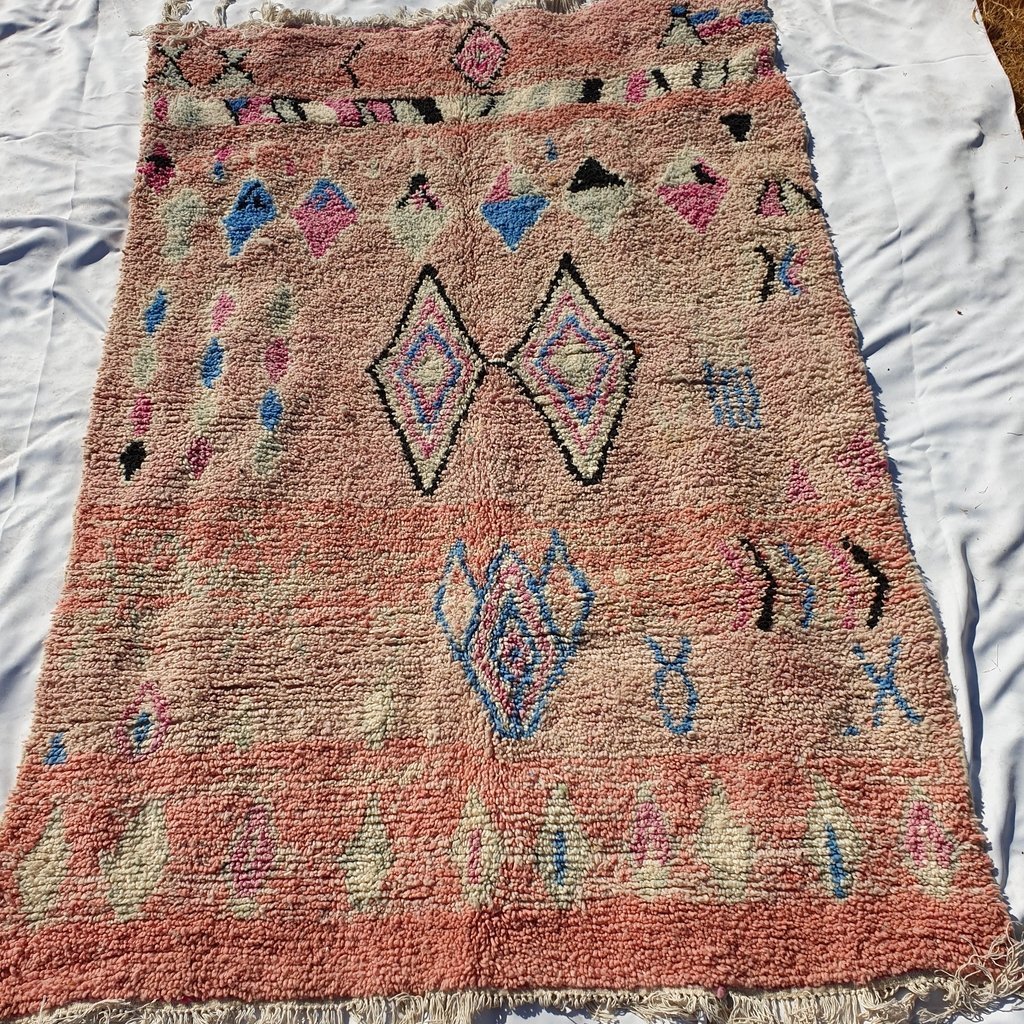 Customized BIBOUZ | 6x8'5 Ft | Moroccan VINTAGE STYLE Colorful Rug | 100% wool handmade - OunizZ