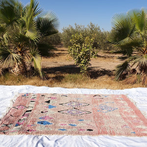 Customized BIBOUZ | 6x8'5 Ft | Moroccan VINTAGE STYLE Colorful Rug | 100% wool handmade - OunizZ