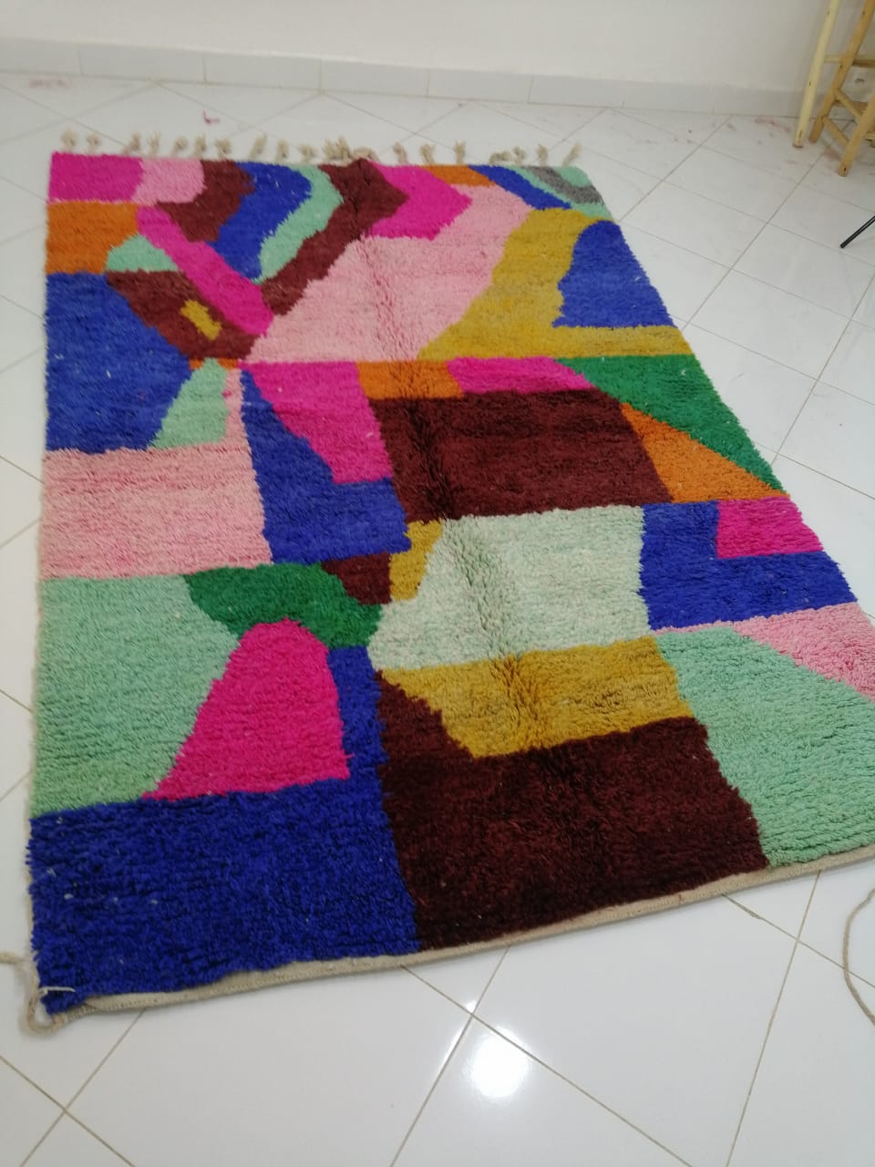 Customized FARHI | 8x5'6 Ft | 2,43x1,72 m | Moroccan Beni Ourain Rug | 100% wool handmade - OunizZ