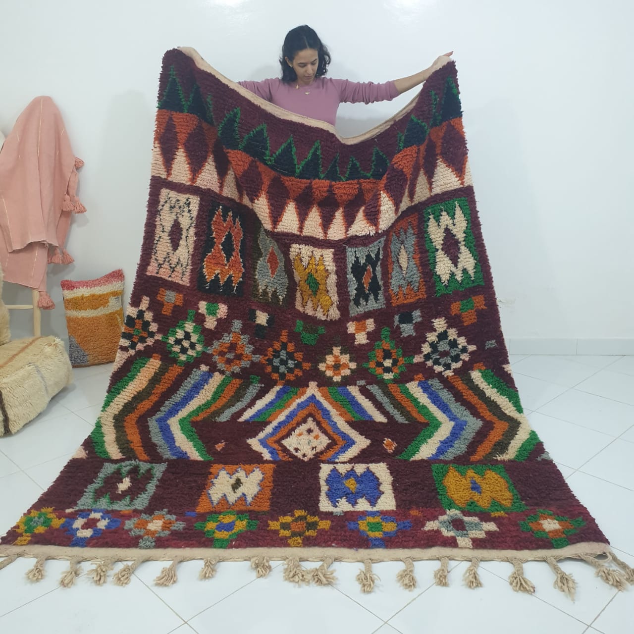 Customized GHIWLA | 9'5x6'7 Ft | 2,90x2,00 m | Moroccan Colorful Rug | 100% wool handmade - OunizZ