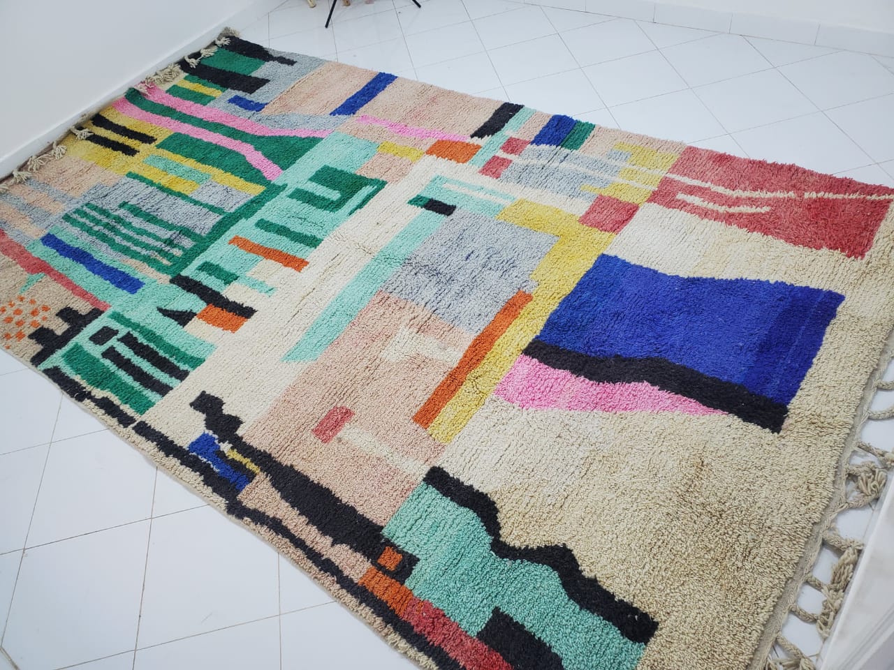 Customized GRANA | 14x7 Ft | Moroccan Colorful Rug | 100% wool handmade - OunizZ