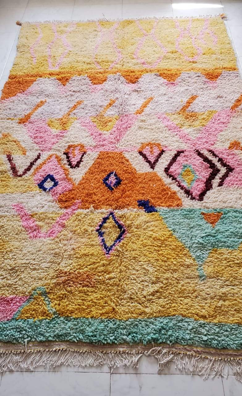 Customized KEFKEF | 8x5 Ft | 2,5x1,5 m | Moroccan Colorful Rug | 100% wool handmade - OunizZ