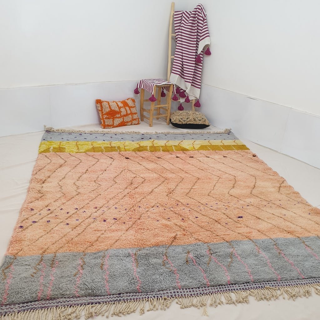 Customized MIBELADA (Ultra Fluffy Beni rug) | 9'5x8 Ft | 295x245 cm | Handmade Moroccan Beni Mrirt Rug | 100% wool - OunizZ