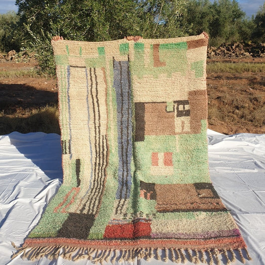 Customized MOROCCAN BOUJAAD RUG | Moroccan Berber Rug | Colorful Rug Moroccan Carpet | Authentic Handmade Berber Bedroom Rugs | 80”x52” - OunizZ