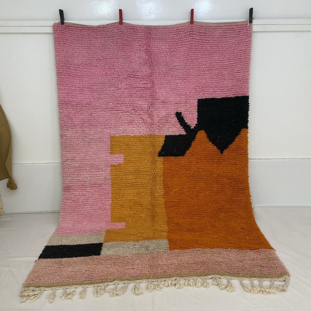 Customized Moroccan Rug Pink Orange Boujaad | 3,5x2,5 m | BIDOUH | 100% wool handmade - OunizZ