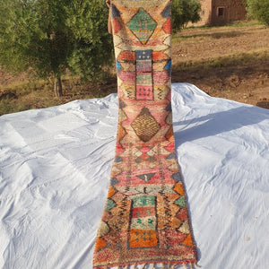 Customized Moroccan Runner Rug | Authentic Boujaad Runner | Colorful Wool Rug | Berber Runner | Lightweight | Hallway Runner | 550x 70 cm - OunizZ