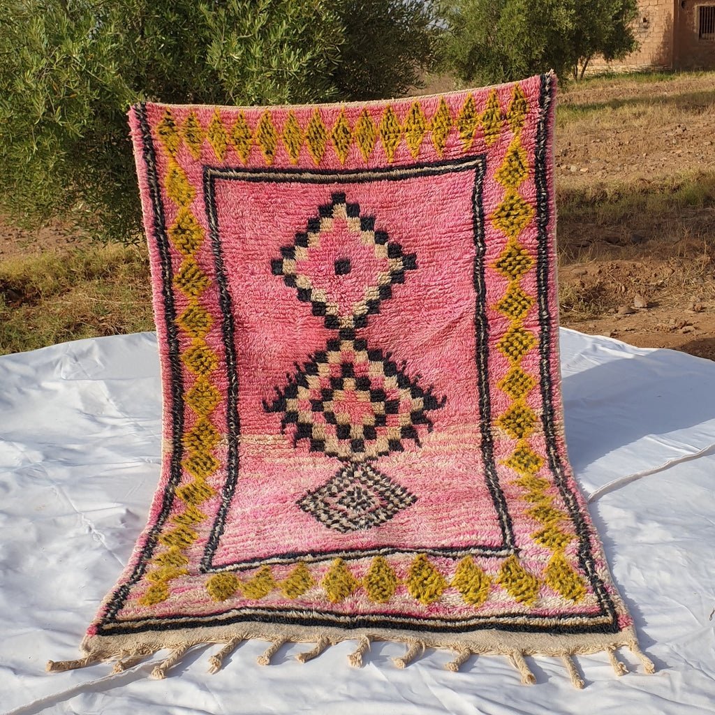 Customized ROWARDA Moroccan Boujaad Pink Rug | 8x6 Ft | 100% wool handmade - OunizZ