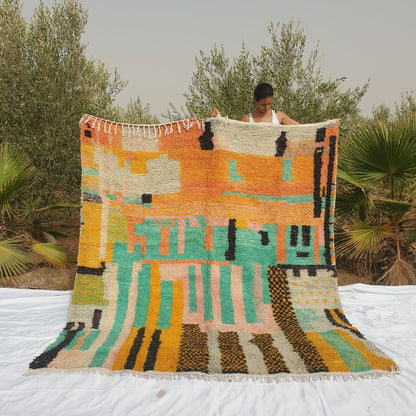 CUSTOMIZED SIMIGRANA | 9'3x8' Ft | 2,83x2,43 m | Moroccan Colorful Rug | 100% wool handmade - OunizZ