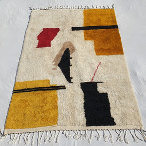 Customized Wahida Moroccan Rug Beni Ourain White and Yellow Mustard | 8x10 Ft | 100% wool handmade - OunizZ