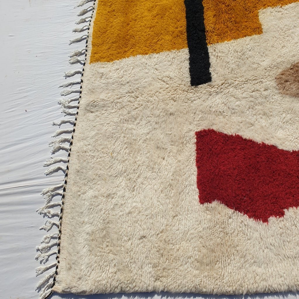 Customized Wahida Moroccan Rug Beni Ourain White and Yellow Mustard | 8x10 Ft | 100% wool handmade - OunizZ