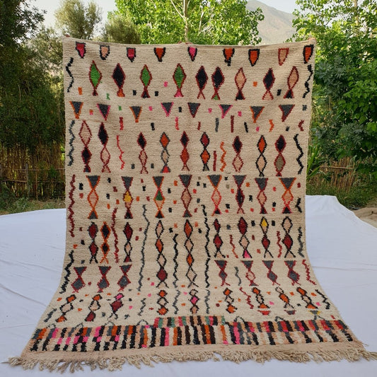 Damra - MOROCCAN BOUJAAD RUG | Berber Colorful Area Rug for living room Handmade Authentic Wool | 9'2x6'6 Ft | 281x201 cm - OunizZ
