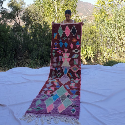 DIRKA Runner | 9'3x2'6 Ft | 2,84x0,78 m | Moroccan Colorful Rug | 100% wool handmade - OunizZ