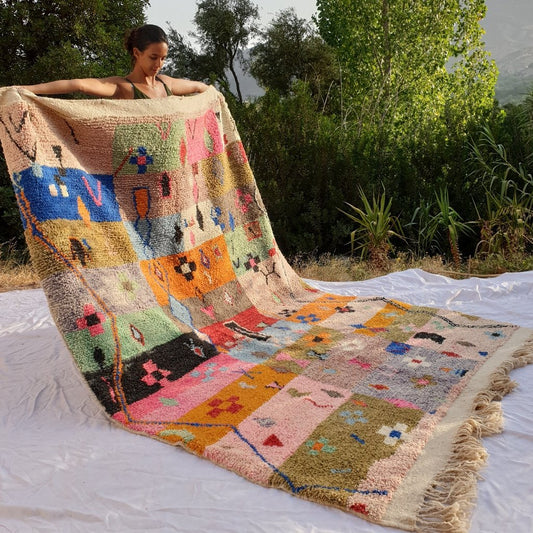 DOER | 9'6x6'66 Ft | 3x2 m | Moroccan Colorful Rug | 100% wool handmade - OunizZ