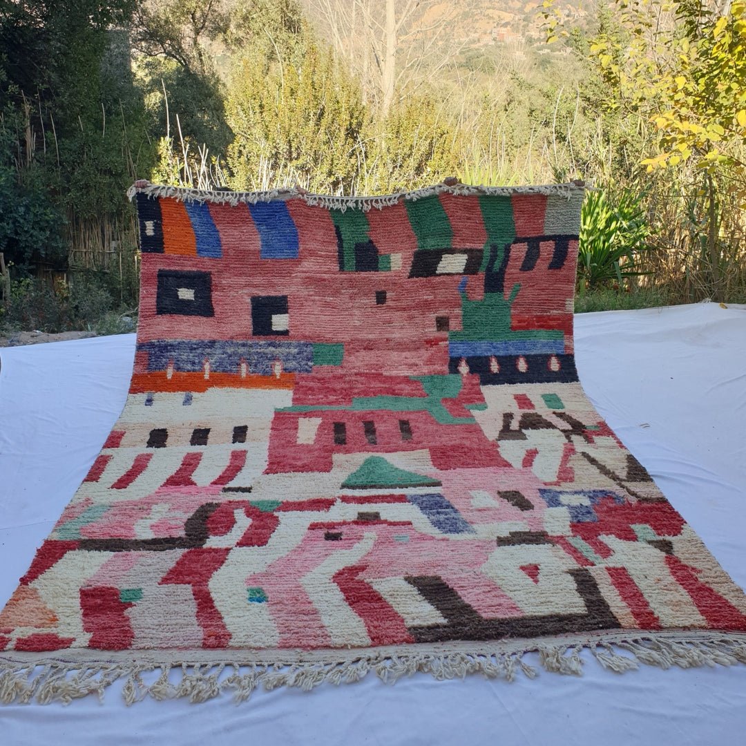 Ellan | MOROCCAN RUG BOUJAD | Moroccan Berber Rug | Colorful Rug Moroccan Carpet | Authentic Handmade Berber Living room Rugs | 13'09x9'88 Ft | 400x301 cm - OunizZ