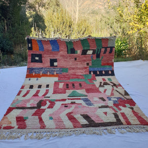 Ellan | MOROCCAN RUG BOUJAD | Moroccan Berber Rug | Colorful Rug Moroccan Carpet | Authentic Handmade Berber Living room Rugs | 13'09x9'88 Ft | 400x301 cm - OunizZ