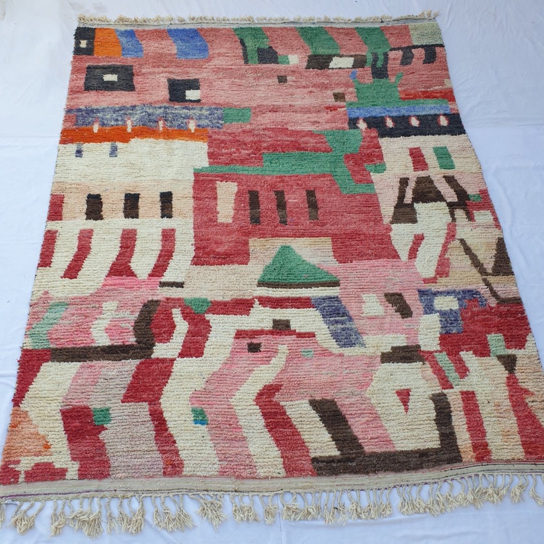 Ellan | MOROCCAN RUG BOUJAD | Moroccan Berber Rug | Colorful Rug Moroccan Carpet | Authentic Handmade Berber Living room Rugs | 13'09x9'88 Ft | 400x301 cm - OunizZ