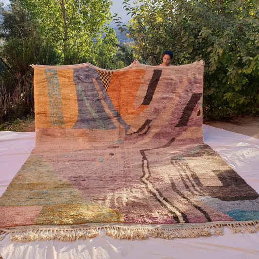 Fachkel | MOROCCAN RUG BOUJAD | Moroccan Berber Rug | Colorful Rug Moroccan Carpet | Authentic Handmade Berber Living room Rugs | 13'68x10'50 Ft | 417x320 cm - OunizZ