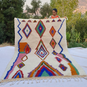 FAGMA | 9'9x6'6 Ft | 3x2 m | Moroccan Beni Ourain Rug | 100% wool handmade - OunizZ
