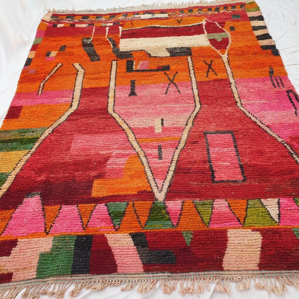 Fakhma | MOROCCAN RUG BOUJAD | Moroccan Berber Rug | Colorful Rug Moroccan Carpet | Authentic Handmade Berber Living room Rugs | 13'12x10'76 Ft | 400x328 cm - OunizZ