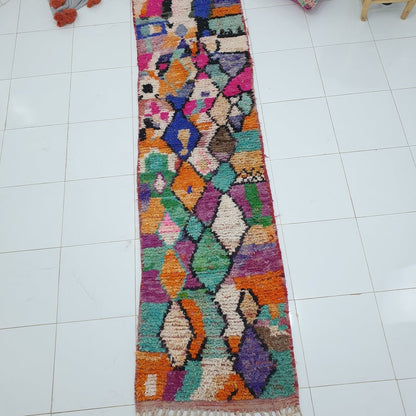 FALAT Runner | 9'7x2'5 Ft | 3x0,75 m | Moroccan Colorful Rug | 100% wool handmade - OunizZ