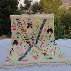 FANILA | 9'5x6'5 Ft | 2,9x2 m | Moroccan Beni Ourain Rug | 100% wool handmade - OunizZ