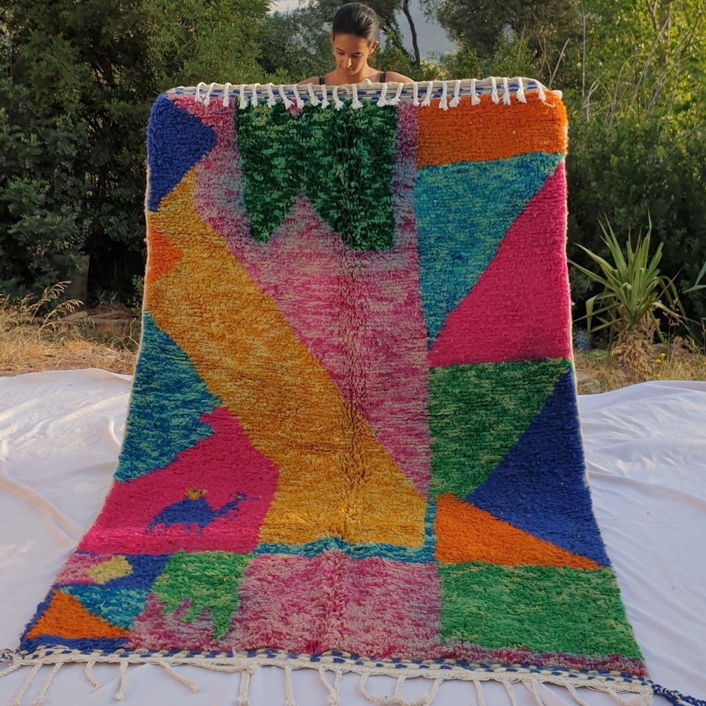 FARHA | 8x5 Ft | 2,5x1,6 m | Moroccan Beni Ourain Rug | 100% wool handmade - OunizZ