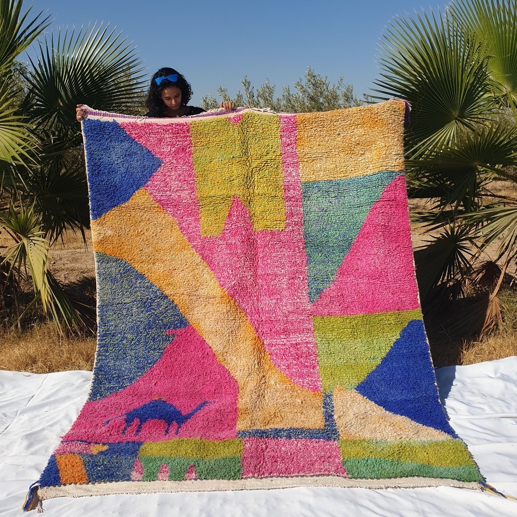 FARHEN | 8'9x6'6 Ft | 270x201 cm | Moroccan Colorful Rug | 100% wool h ...