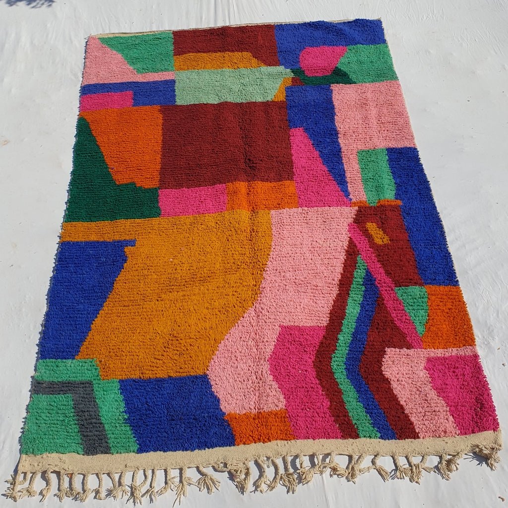 Farhi - MOROCCAN RUG BOUJAAD | Berber Colorful Area Rug for living room Handmade Authentic Wool | 9'70x6'60 Ft | 297x200 cm - OunizZ