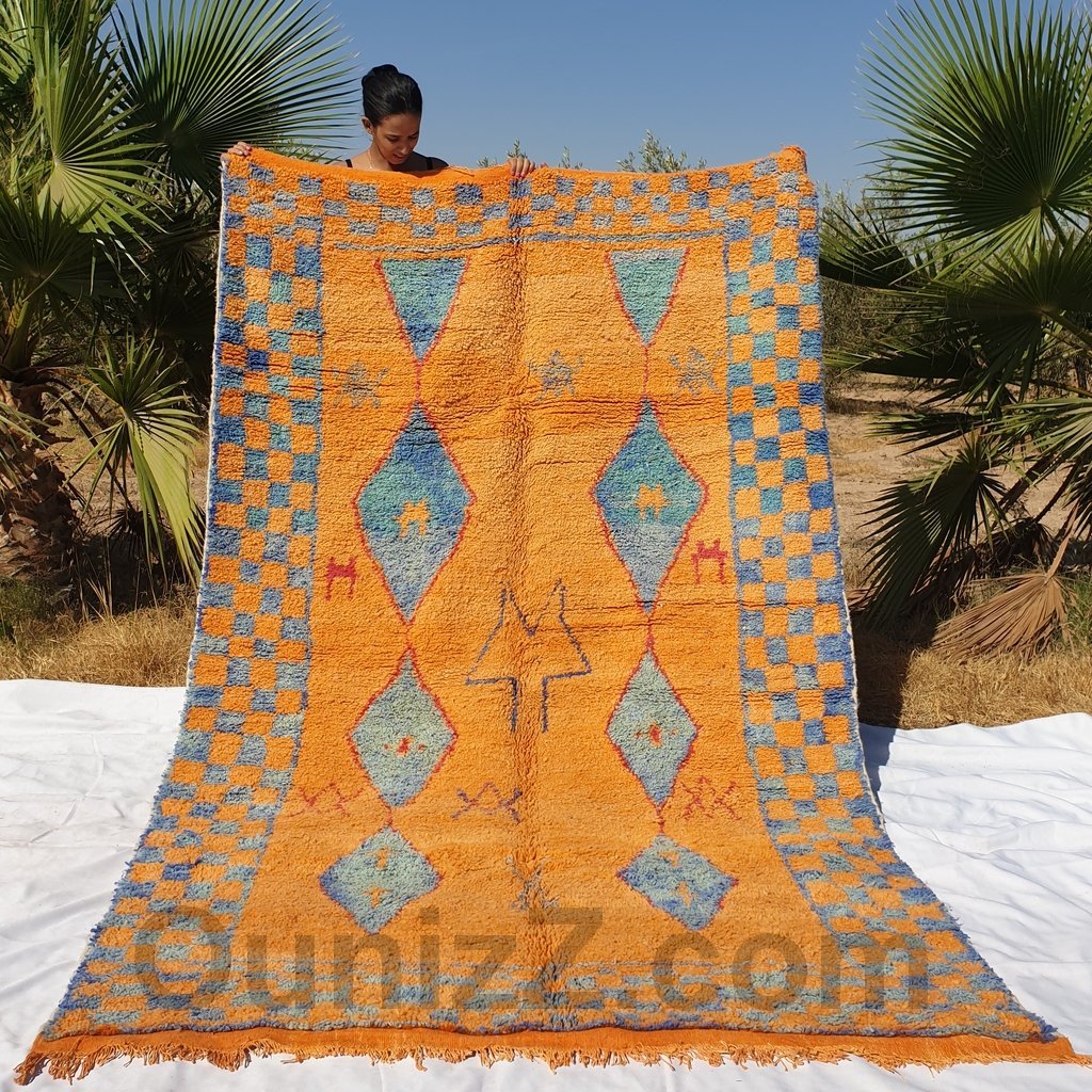 FARTY | 9'7x5'9 Ft | 296x180 cm | Moroccan Vintage style Rug | 100% wool handmade - OunizZ
