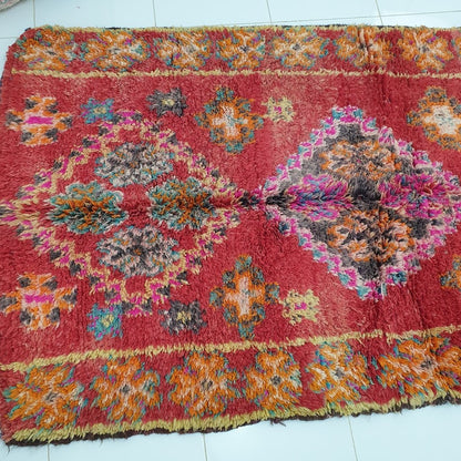 FASSI | 8'4x4'7 Ft | 2,48x1,29 m | Moroccan VINTAGE Colorful Rug | 100% wool handmade - OunizZ