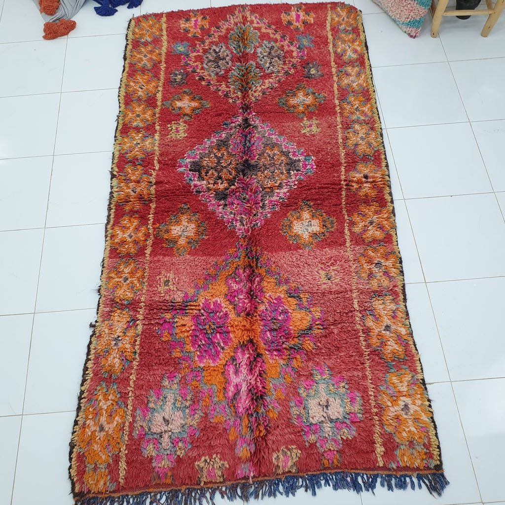 FASSI | 8'4x4'7 Ft | 2,48x1,29 m | Moroccan VINTAGE Colorful Rug | 100% wool handmade - OunizZ