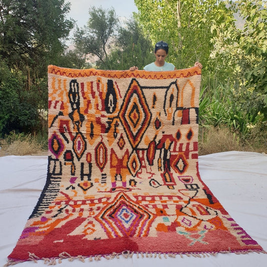 Fathya - MOROCCAN BOUJAAD RUG | Berber Colorful Area Rug for living room Handmade Authentic Wool | 9'58x6'29 Ft | 292x192 cm - OunizZ