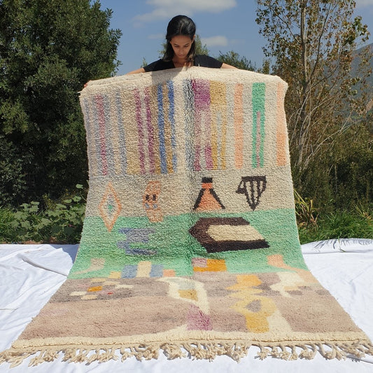 FEGGAL | 8x5 Ft | 2,5x1,5 m | Moroccan Colorful Rug | 100% wool handmade - OunizZ