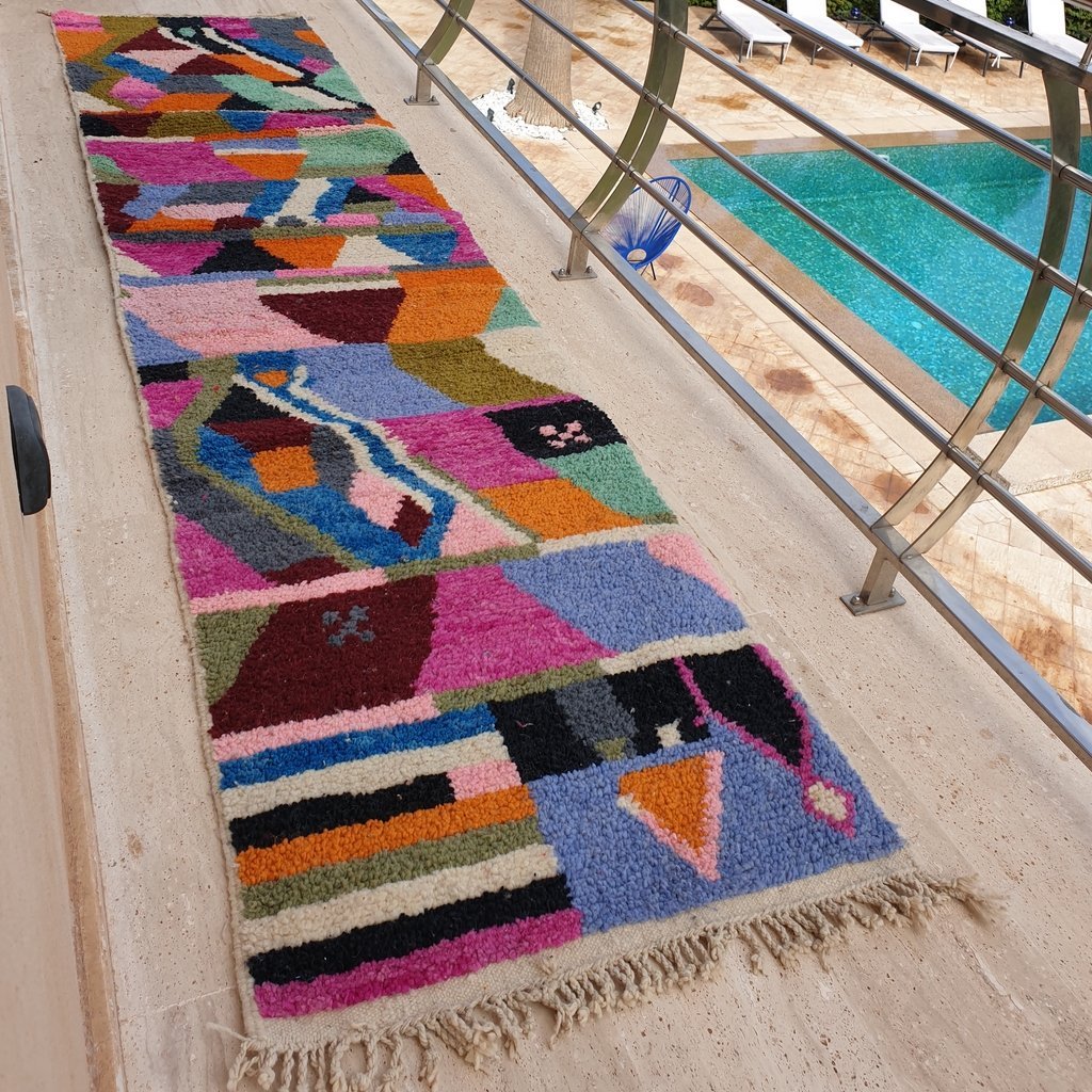 FELNA Runner | 11'2x2'6 Ft | 3,42x0,80 m | Moroccan Colorful Rug | 100% wool handmade - OunizZ