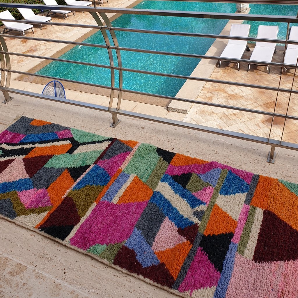 FELNA Runner | 11'2x2'6 Ft | 3,42x0,80 m | Moroccan Colorful Rug | 100% wool handmade - OunizZ