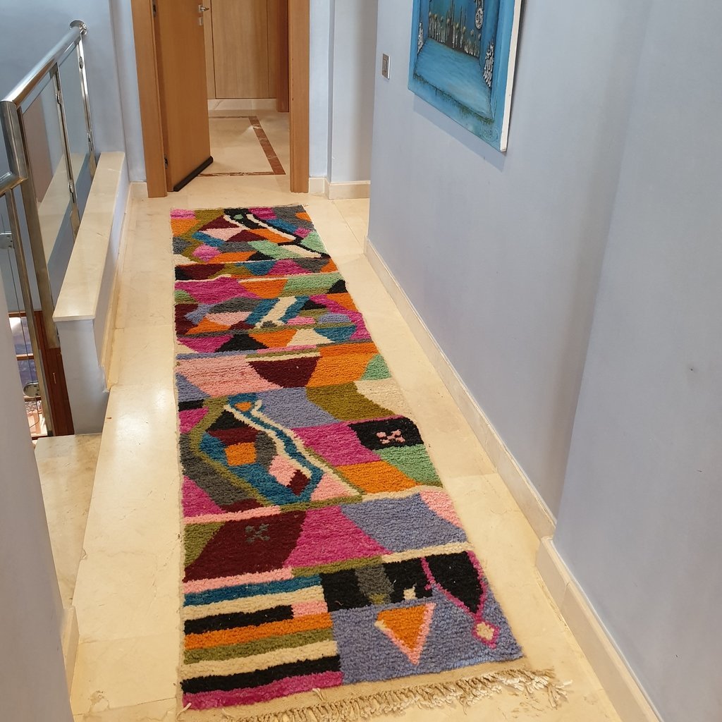 FELNA Runner | 11'2x2'6 Ft | 3,42x0,80 m | Moroccan Colorful Rug | 100% wool handmade - OunizZ