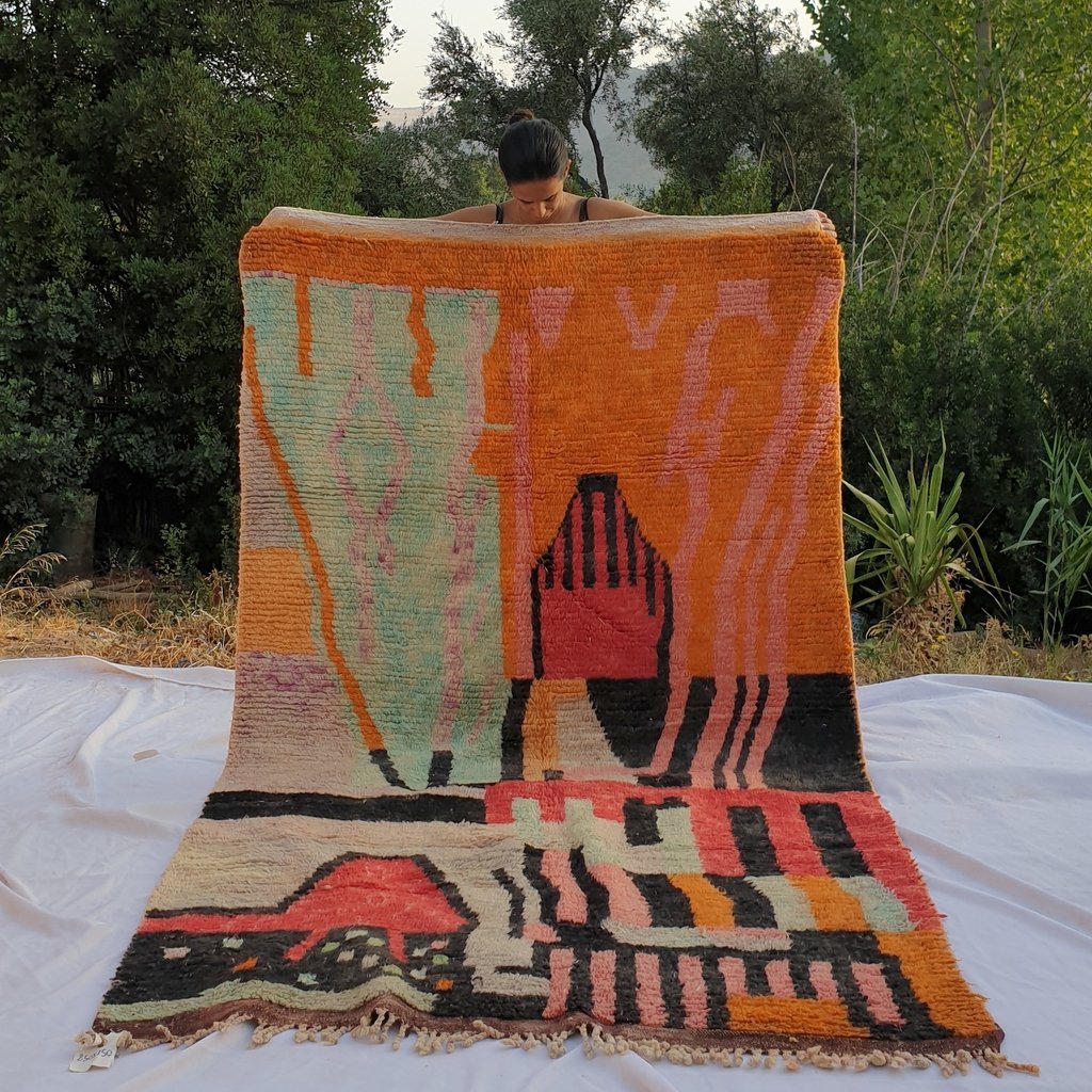 FERHA | 8'7x5 Ft | 2,66x1,6 m | Moroccan Colorful Rug | 100% wool handmade - OunizZ