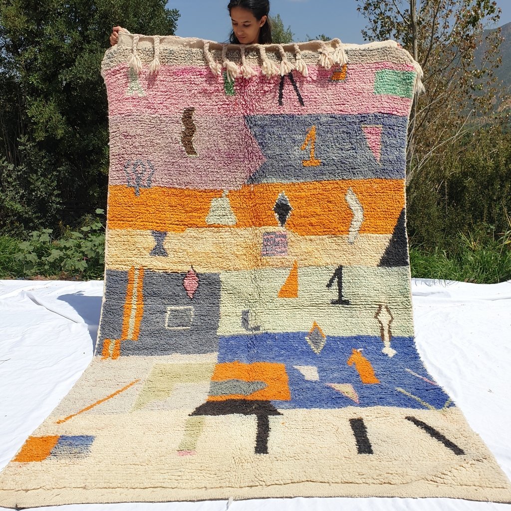 FERTAS | 8x5 Ft | 2,5x1,5 m | Moroccan Colorful Rug | 100% wool handmade - OunizZ