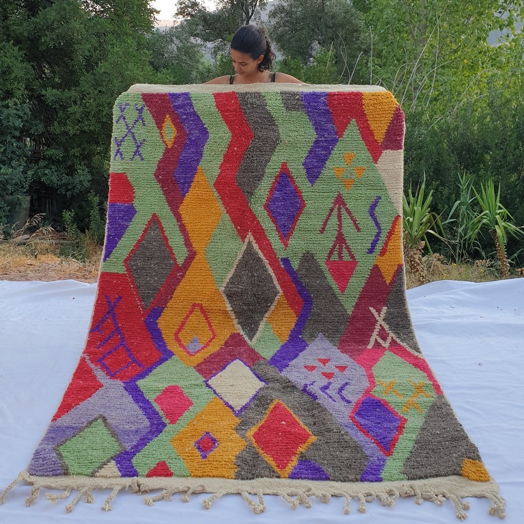 FNINA | 8'8x5'6 Ft | 2,7x1,7 m | Moroccan Colorful Rug | 100% wool handmade - OunizZ