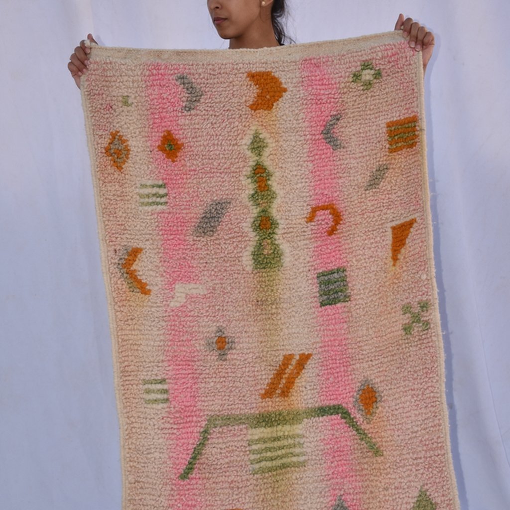 FOUM Runner | 9x2 Ft | 3x0,7 m | Moroccan Colorful Rug | 100% wool handmade - OunizZ