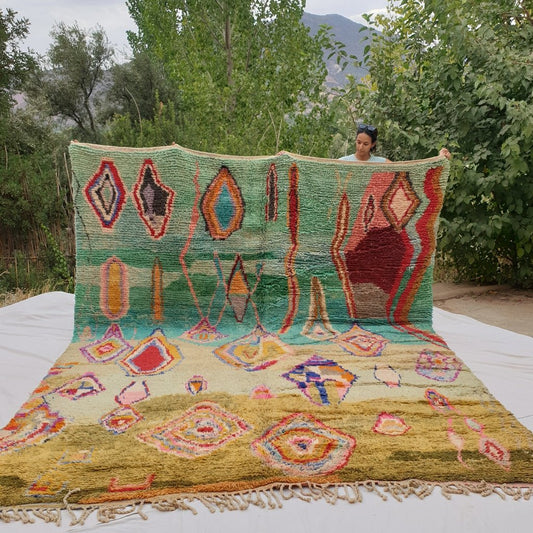 Fousta | MOROCCAN RUG BOUJAD | Moroccan Berber Rug | Colorful Rug Moroccan Carpet | Authentic Handmade Berber Living room Rugs | 12'80x10'23 Ft | 390x312 cm - OunizZ