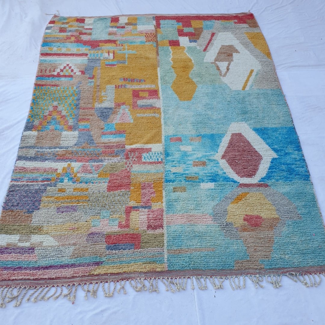 Frema | MOROCCAN RUG BOUJAD | Moroccan Berber Rug | Colorful Rug Moroccan Carpet | Authentic Handmade Berber Living room Rugs | 11'12x8'23 Ft | 339x251 cm - OunizZ