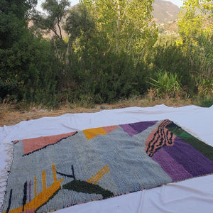 FYRA | 7'9x5'2 Ft | 2,40x1,60 m | Moroccan Beni Ourain Rug | 100% wool handmade - OunizZ