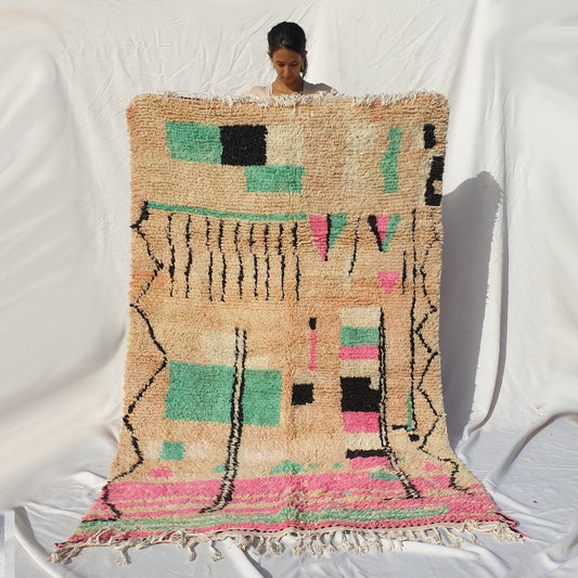 GHAFLA | 7'7x4'7 Ft | 2,30x1,45 m | Moroccan Colorful Rug | 100% wool handmade - OunizZ